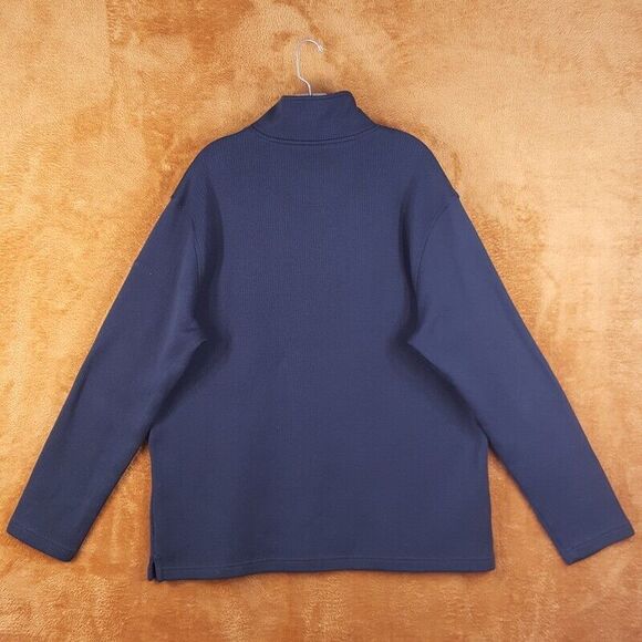 FACONNABLE Mens Sweater XXL Navy 1/4 Zip Pullover Ribbed Cotton Mock Neck Casual - Picture 5 of 6